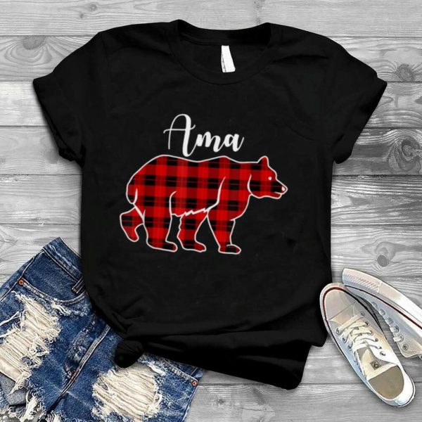 Ama Bear Red Plaid Christmas Costume Matching Family shirt