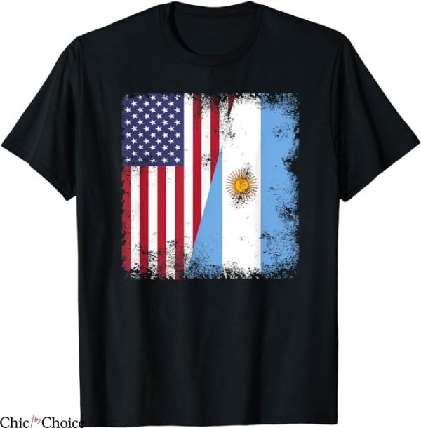 Argentina Rugby T-Shirt Half Argentinian Flag T-Shirt NFL