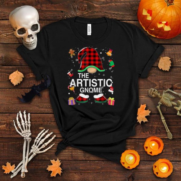 Artistic Gnome Buffalo Plaid Matching Family Christmas T Shirt