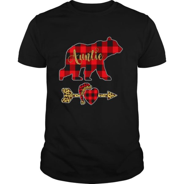 Auntie Bear Leopard Buffalo Plaid Christmas Pajama shirt