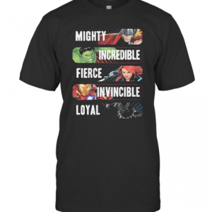 Avenger Adjectives Marvel Comics Mighty Incredible Fierce Invincible Loyal T-Shirt
