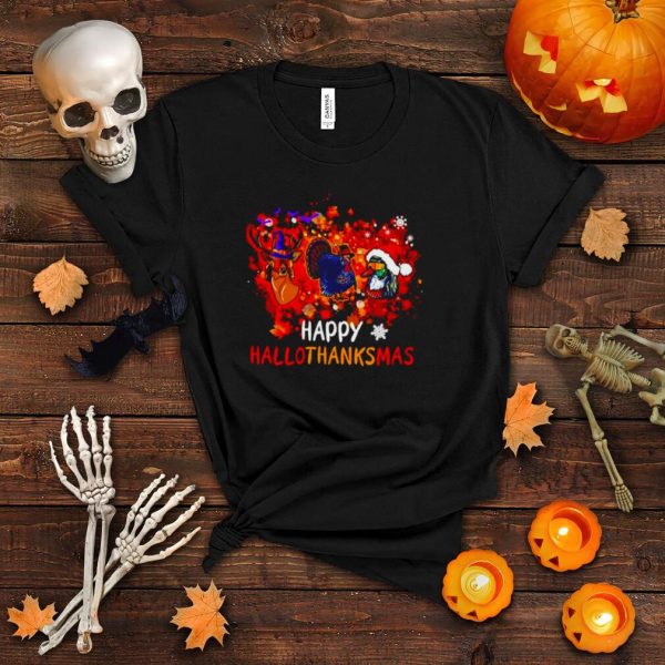 Awesome hunting happy Hallothanksmas Halloween Thanksgiving Christmas shirt