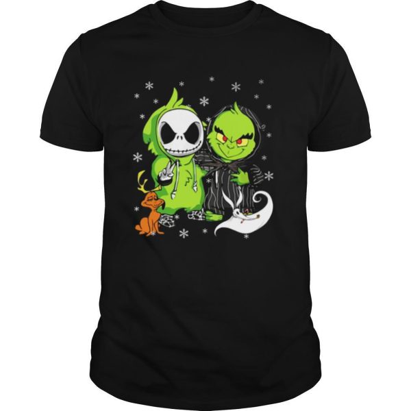 Baby Grinch And Baby Jack Skellington With Boo Christmas shirt