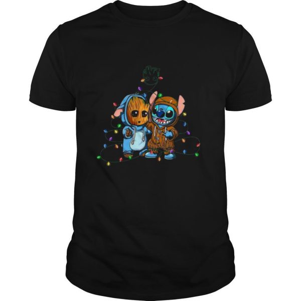 Baby Groot And Baby Stitch Merry Christmas Light shirt