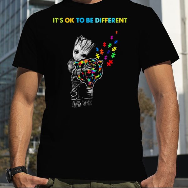 Baby Groot Hug Autism Chicago Bears It’s Ok To Be Different Shirt