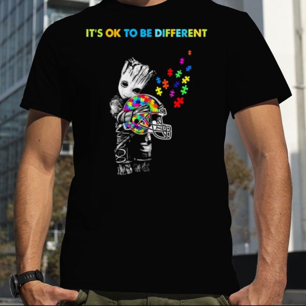 Baby Groot Hug Autism Cleveland Browns It’s Ok To Be Different Shirt