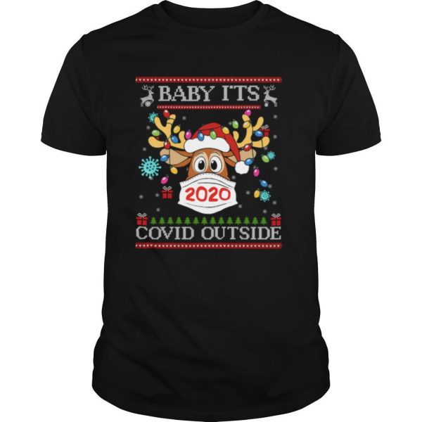 Baby It’s Covid Outside Reindeer Wear Mask 2020 Lights Christmas shirt