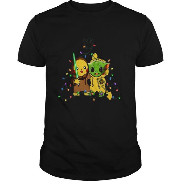 Baby Pikachu And Baby Yoda Merry Christmas Light shirt