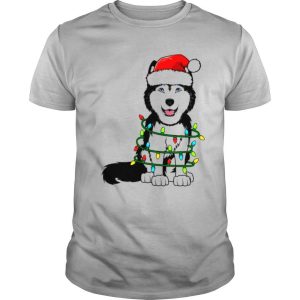 Baby Siberian Husky Santa hat Christmas Lights Xmas shirt