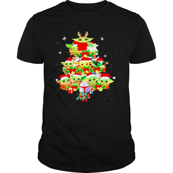 Baby Yoda And The Mandalorian Merry Christmas Tree Gift shirt