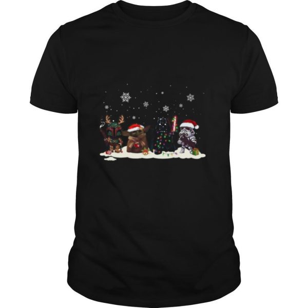 Baby Yoda Boba Fett Darth Vader Star Wars Merry Christmas shirt