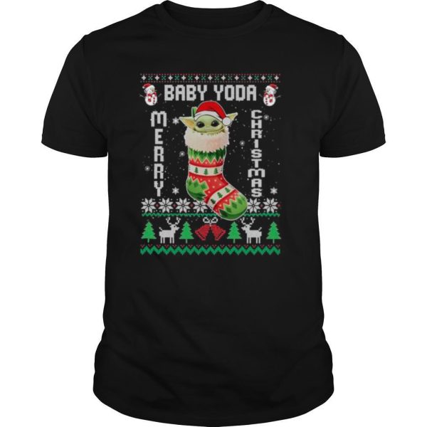 Baby Yoda In The Sock Merry Christmas Ugly shirt