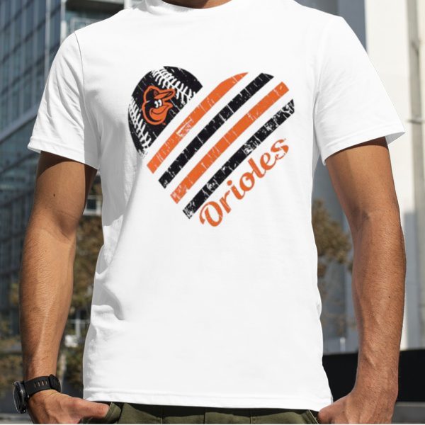 Baltimore Orioles G III 4Her by Carl Banks White Heart T Shirt