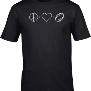 Barbarians Rugby T-Shirt Peace Love And Rugby Soccer Sport