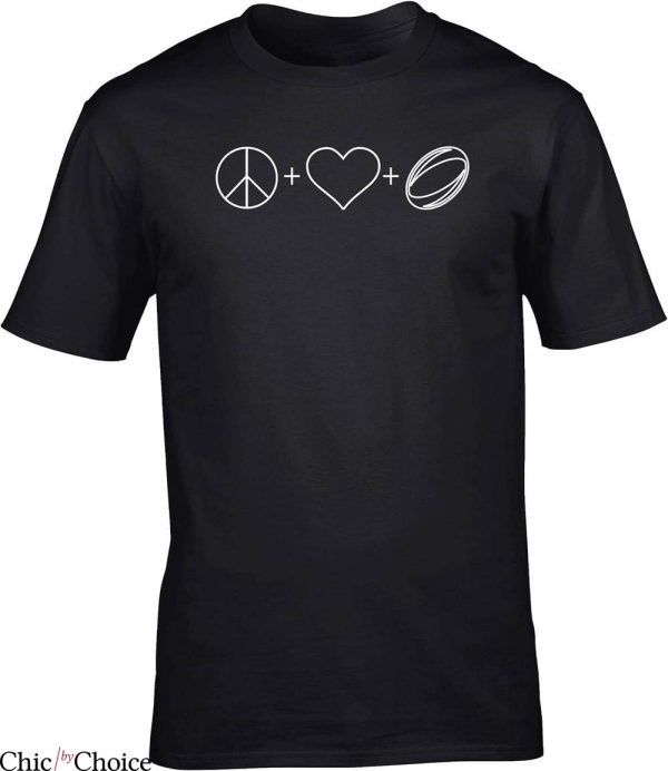 Barbarians Rugby T-Shirt Peace Love And Rugby Soccer Sport