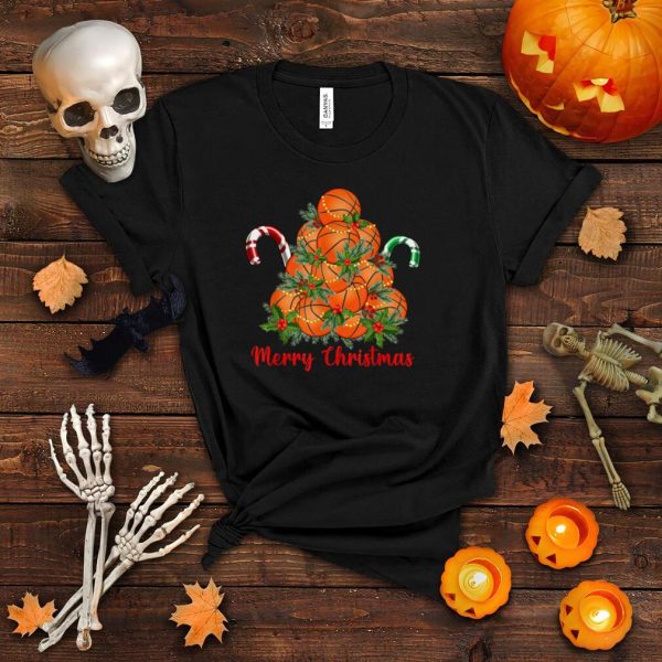 Basketball Merry Christmas Tree Light Balls Xmas Outfit 2021 T Shirt