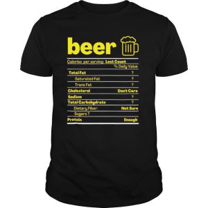 Beer Nutrition Facts Label Thanksgiving Christmas shirt