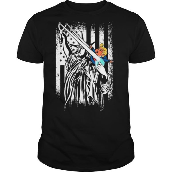 Biden 46th President Statue Of Liberty Goodbye Trump American Flag shirt