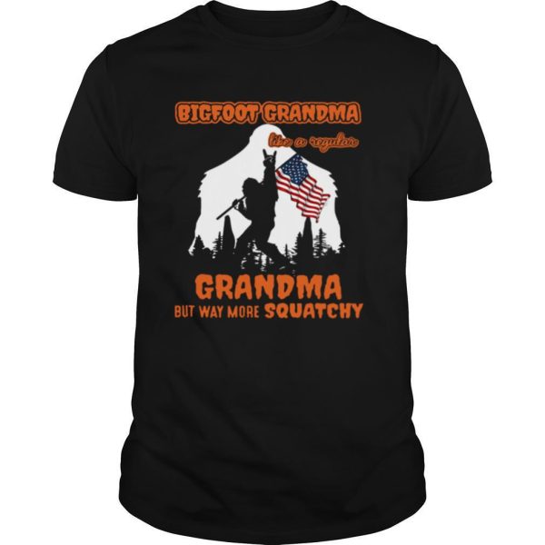 Bigfoot Rock And Roll Grandma Like A Regular Grandma But Way More Squatchy American Flag shirt