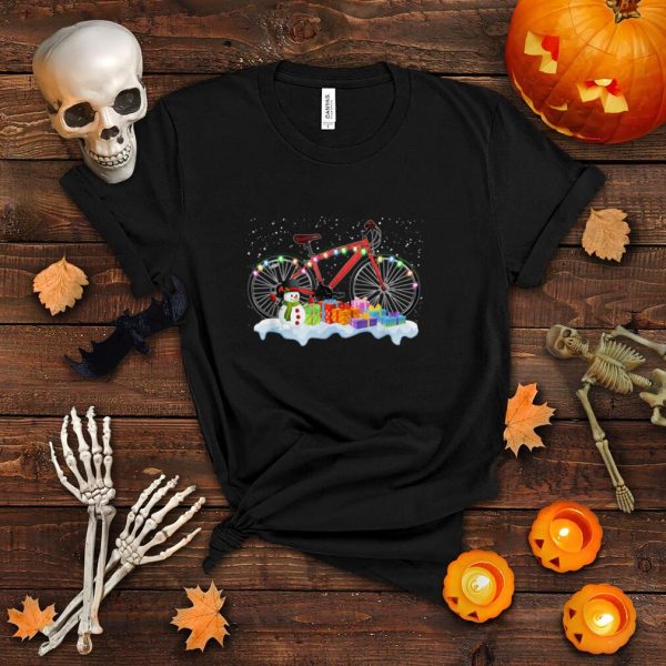 Bike Christmas Tree Light Funny Cycling Team Ugly Sweater T Shirt