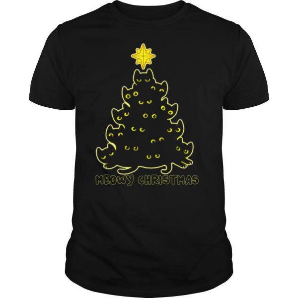 Black Cat Meowy Christmas shirt