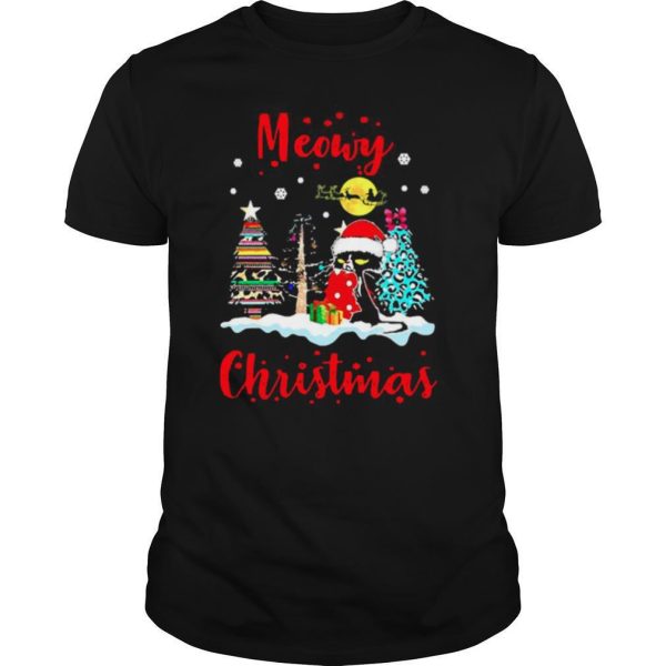 Black Cat Santa Meowy Christmas shirt