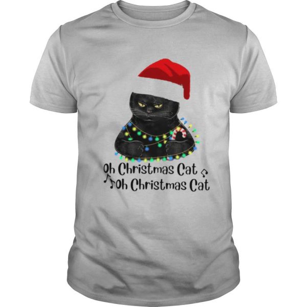 Black Cat Santa Oh Christmas Cat Oh Christmas Cat Light shirt