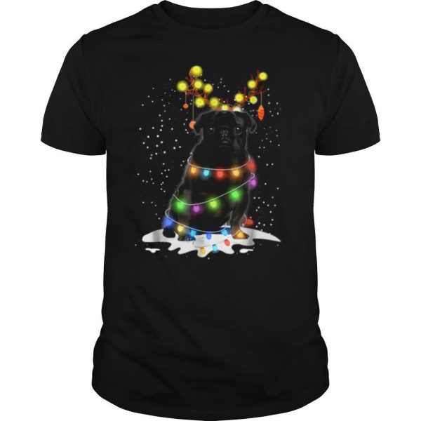 Black Pug Blinker Dog Christmas Light shirt