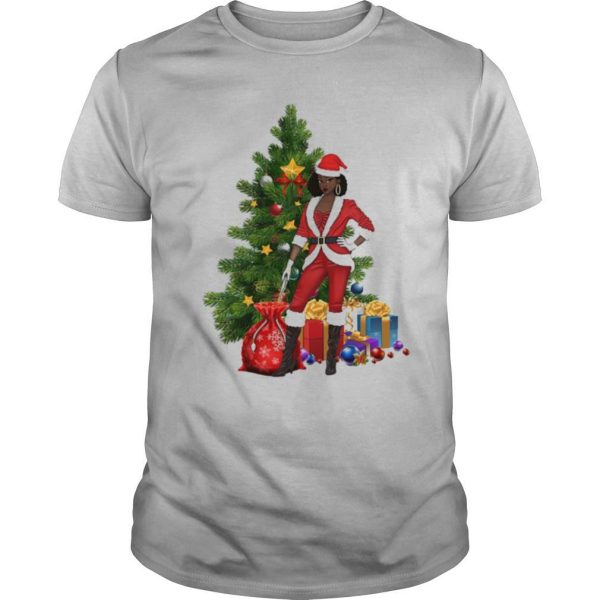 Black Women Santa Claus Style Christmas shirt