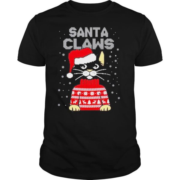 Black cat Santa Claws ugly Christmas shirt