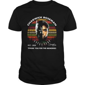 Black panther rip chadwick Boseman 1977 2020 thank you for the memories signature vintage retro shirt