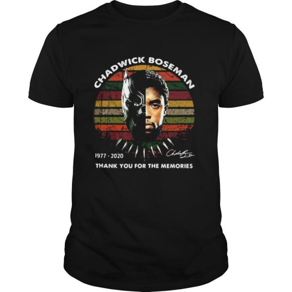 Black panther rip chadwick Boseman 1977 2020 thank you for the memories signature vintage retro shirt