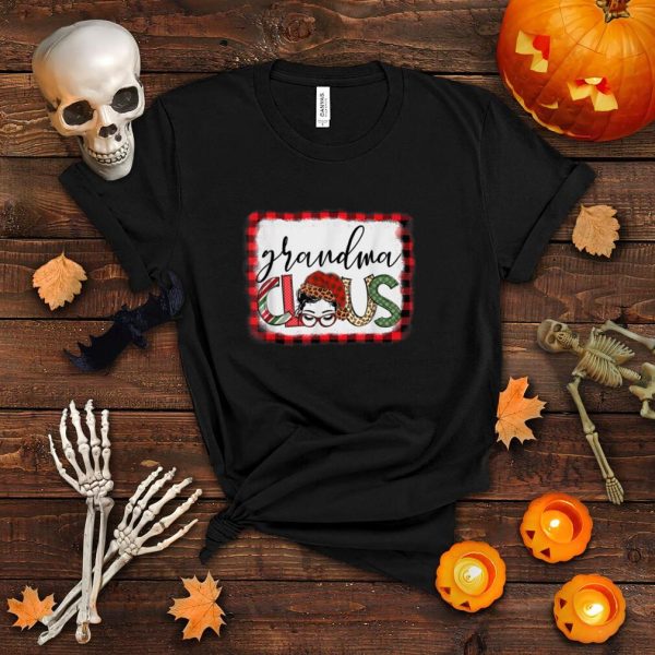 Bleached Grandma Claus Messy Bun Family Christmas Matching T Shirt