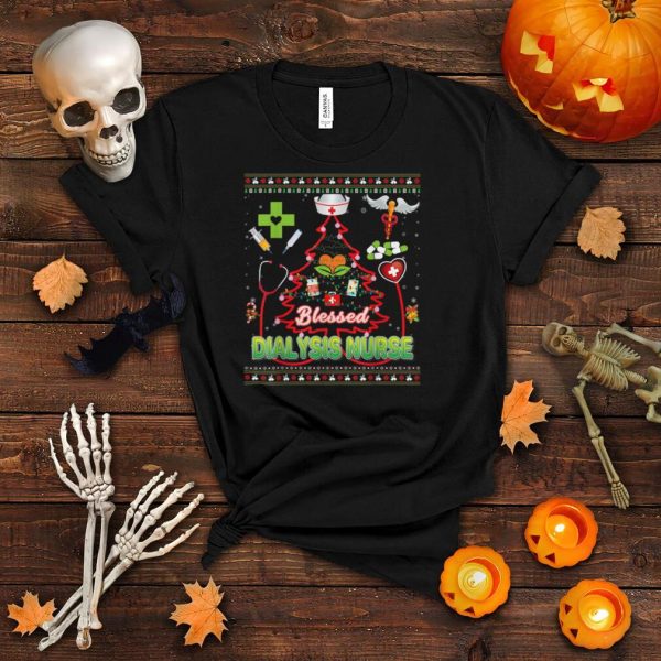 Blessed Dialysis Nurse Christmas Tree Stethoscope Sweater T Shirt