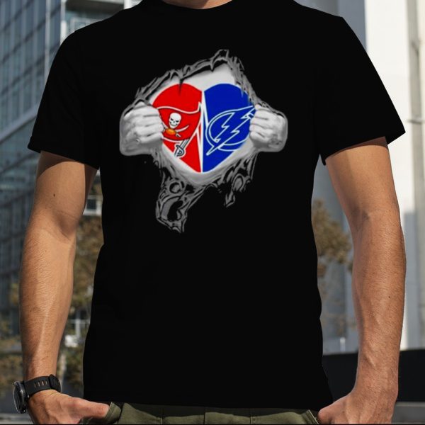 Blood Inside Me Tampa Bay Buccaneers And Tampa Bay Lightning It’s In My Heart T Shirt