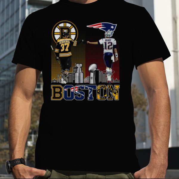 Boston Bruins Bergeron And New England Patriot Tom Brady Champions T Shirt