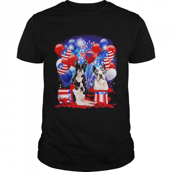 Boston Terrier Balloons Fireworks Shirt