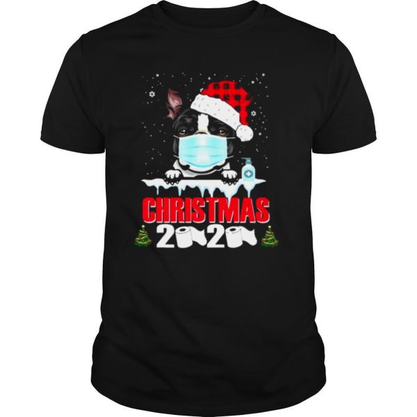 Boston Terrier Face Mask Dog Christmas 2020 Funny Gift Xmas shirt