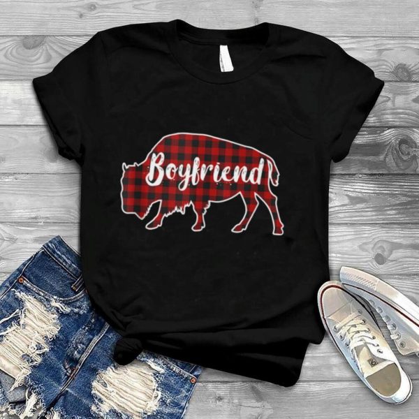 Boyfriend Bison Buffalo Red Plaid Christmas Pajama Family shirt