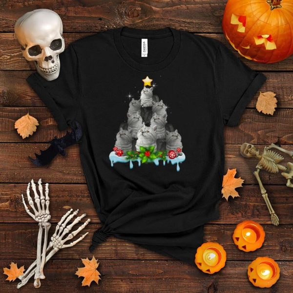 British Shorthair Cat Christmas Tree Cat Xmas T Shirt