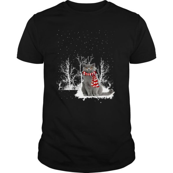 British Shorthair Snow Scarf Christmas shirt