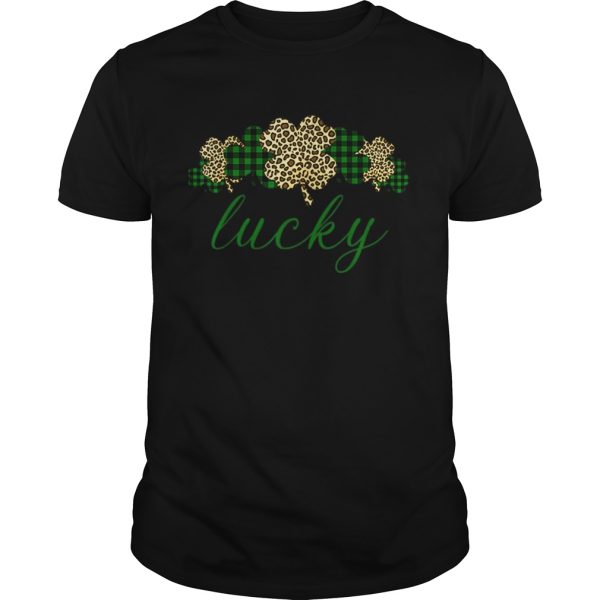 Buffalo Plaid Leopard Shamrock Clover Lucky St Patricks Day shirt