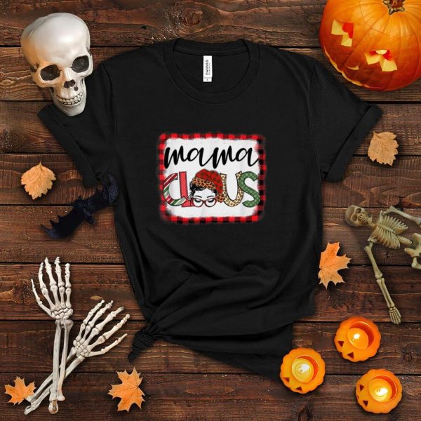 Buffalo Plaid Mama Claus Messy Bun Family Christmas Matching T Shirt