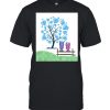 Bunny rabbits blue heart tree Easter friends love shirt