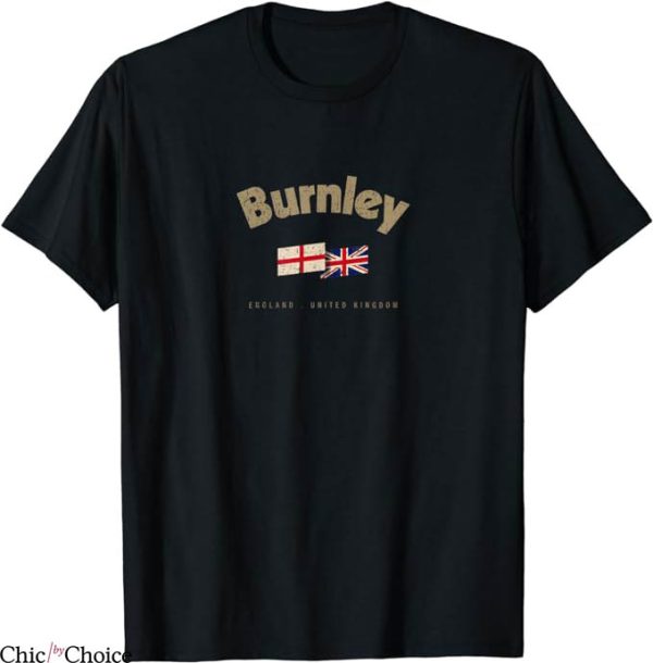 Burnley Retro T-Shirt Vintage UK Flag British Flag T-Shirt
