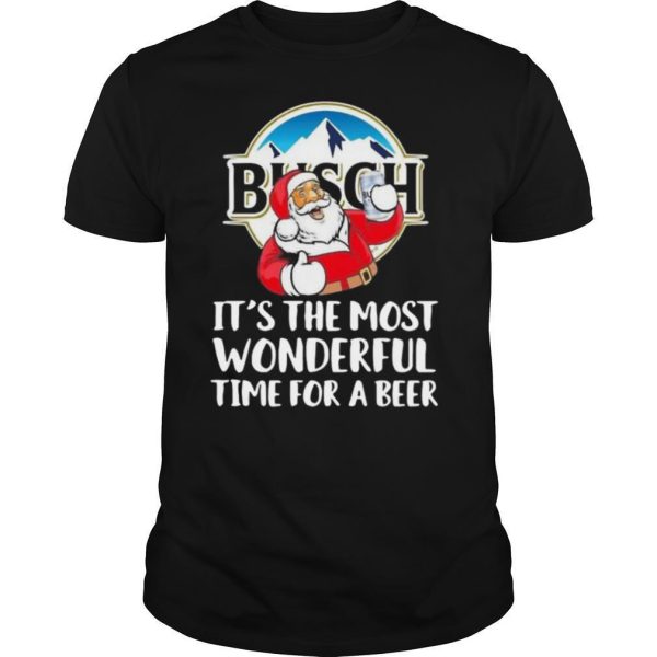 Busch Light It’s The Most Wonderful Time For A Beer Christmas Santa 2020 T Shirt