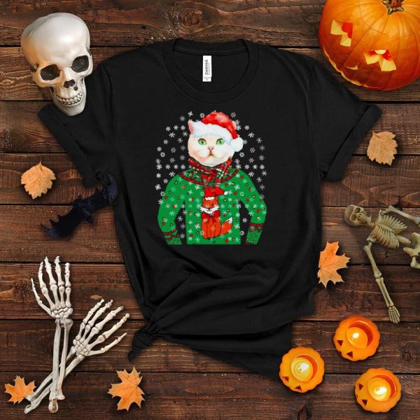 Cat Katzen Katzchen Ugly Xmas Santa Christmas Lustige Katzchen Grafik Langarmshirt Shirt