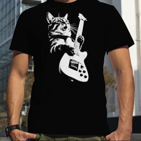 Cat Playing Guitar Kitten Plays Guitarist Rockstar shirt