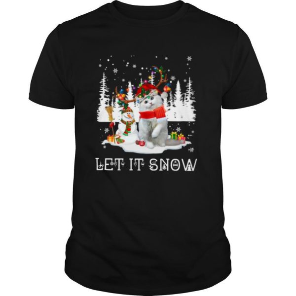 Cat Reindeer Snowman Merry Christmas Let It Snow shirt