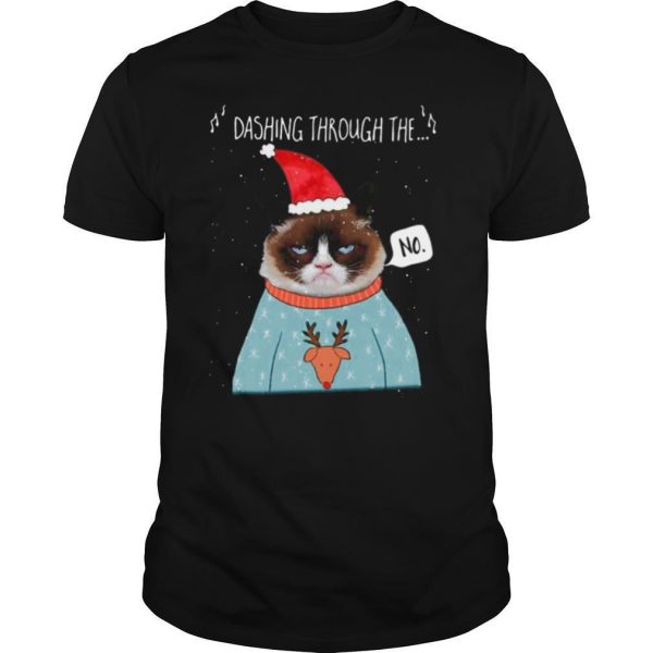 Cat Santa Dashing Through The No Merry Christmas shirt